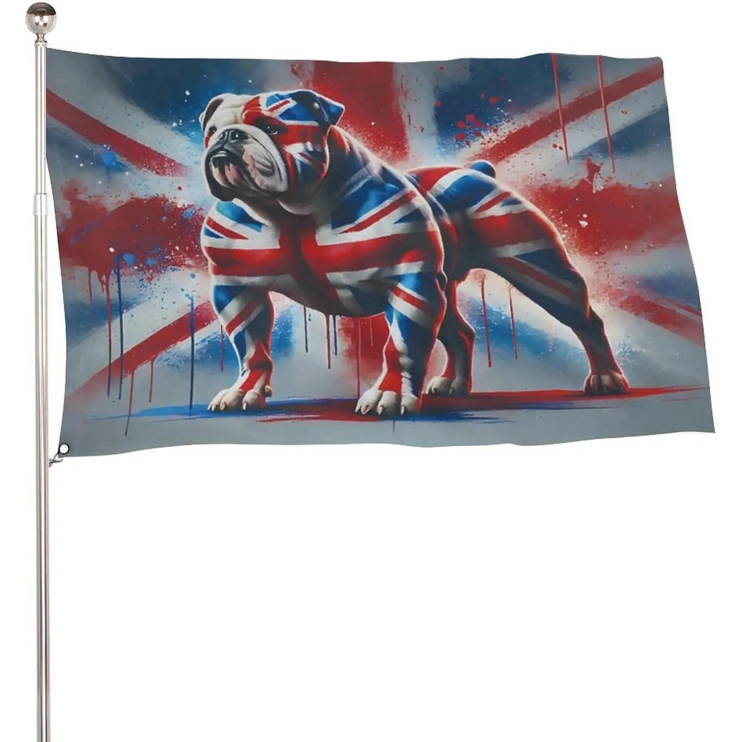 British Bulldog Union Jack Banner, 5x3 ft Large Lightweight British Flag with Eyelets for Home & Festive Party Supplies, Banners
