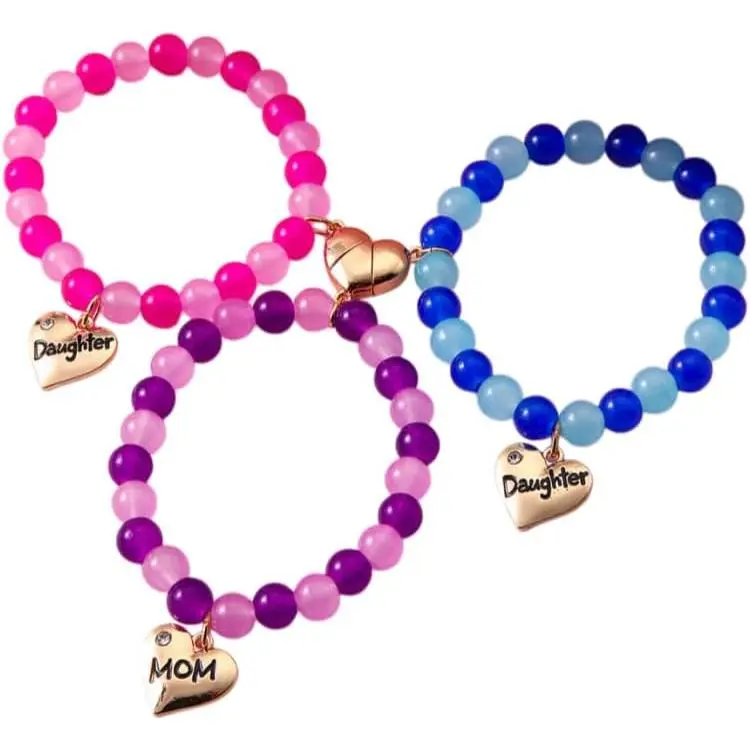 Colorful Beaded Heart-Shaped Matching Bracelets for  and Daughters  Friendship Charm Bracelets for Women and Men Sisters Birthday  Gifts
