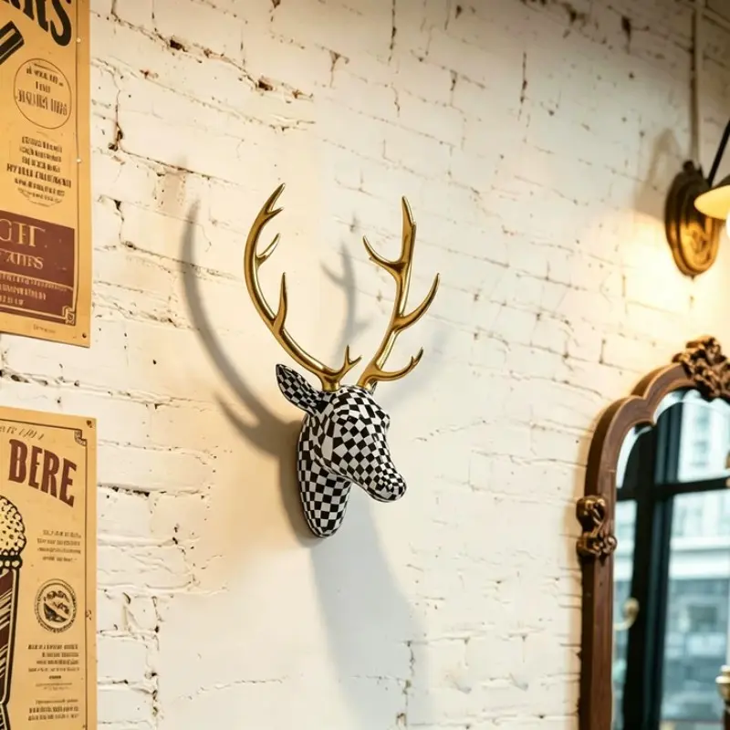 Modern Mosaic Deer Head Wall Sculpture, Wall Art Hanging, Decorative Hanging Piece, Elegant Home Decor Living Room Decorations for Living Room, Bedroom, Kitchen, Unique Design Gift, Unique Artwork