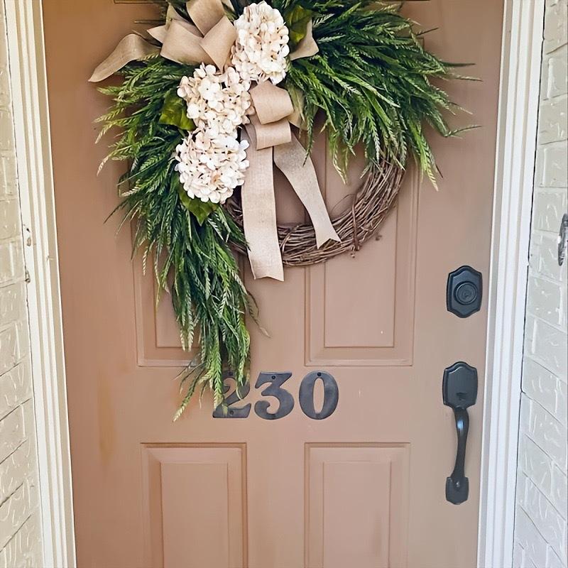 24" Large Farmhouse Hydrangea Wreath with Oversized Bow - Grand Statement Piece for Front Door, Porch & Wall Decor (60cm)