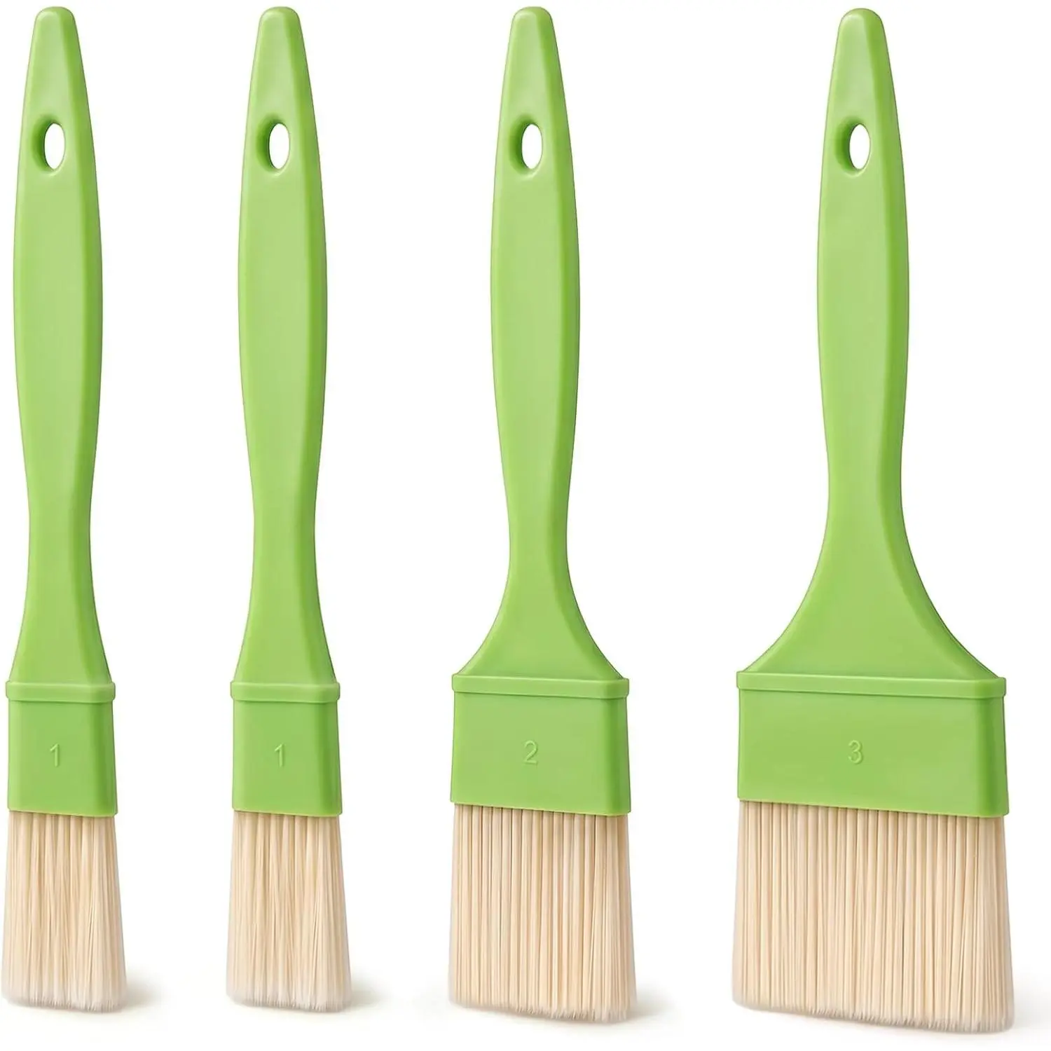 4 count Pastry Brush Set, Soft Bristle Basting Brushes, 1", 1", 2" & 3"