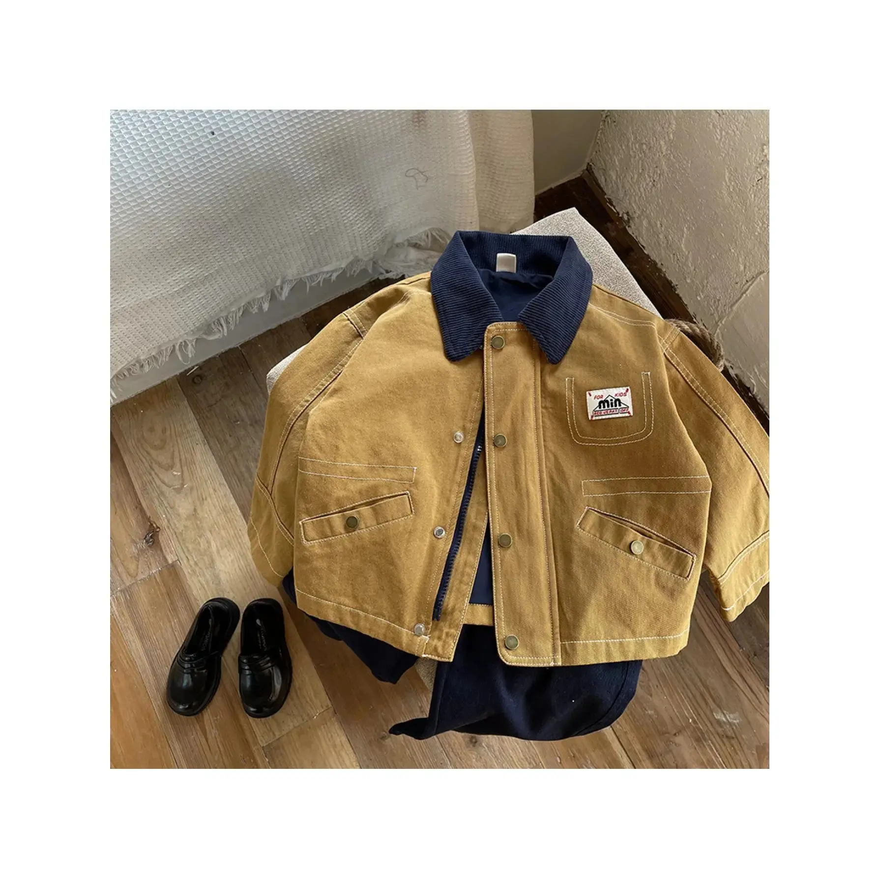 Children's American-style workwear jacket spring new product, girls' and boys' jacket, cardigan, baby cotton jacket