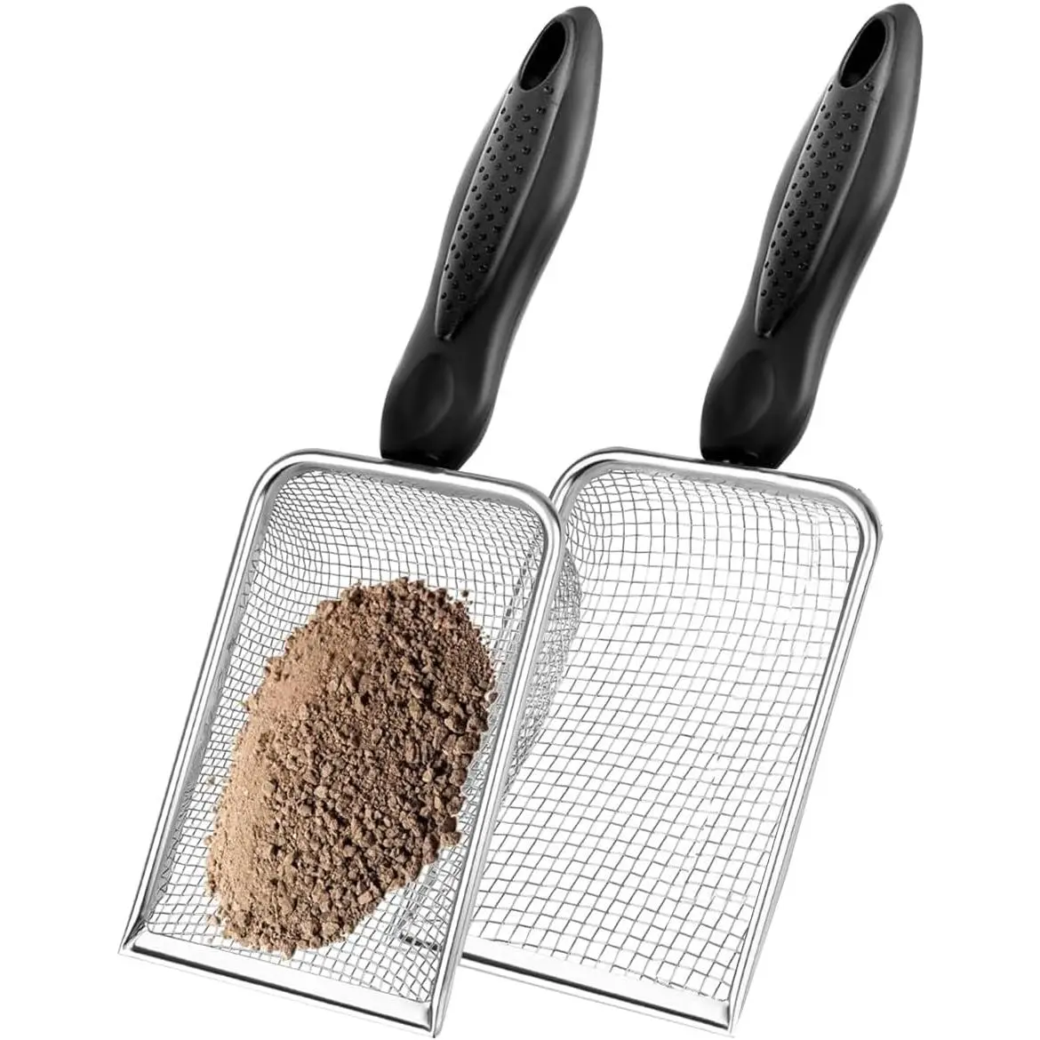 2 count Gardening Soil Sifter, Handheld Shovel, Garden Sieve with Handle | 3.8mm and 5mm Mesh, Portable, For Sand Soil Dirt Compost, 2 Set