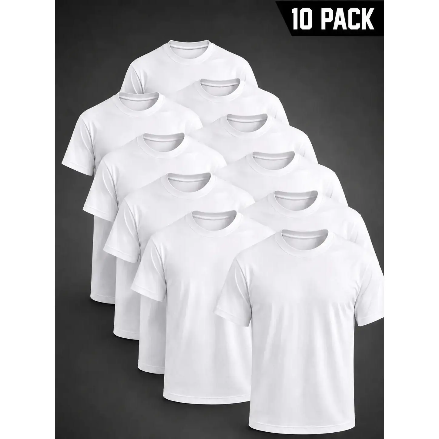 Men's 10-Pack 100% Cotton Crew Neck Short Sleeve Tshirts - Unisex Pure White Blank Top, Personalized Custom Printing Garment, Comfortable Apparel for Daily Wear & Gym,back to school,back to school shopping