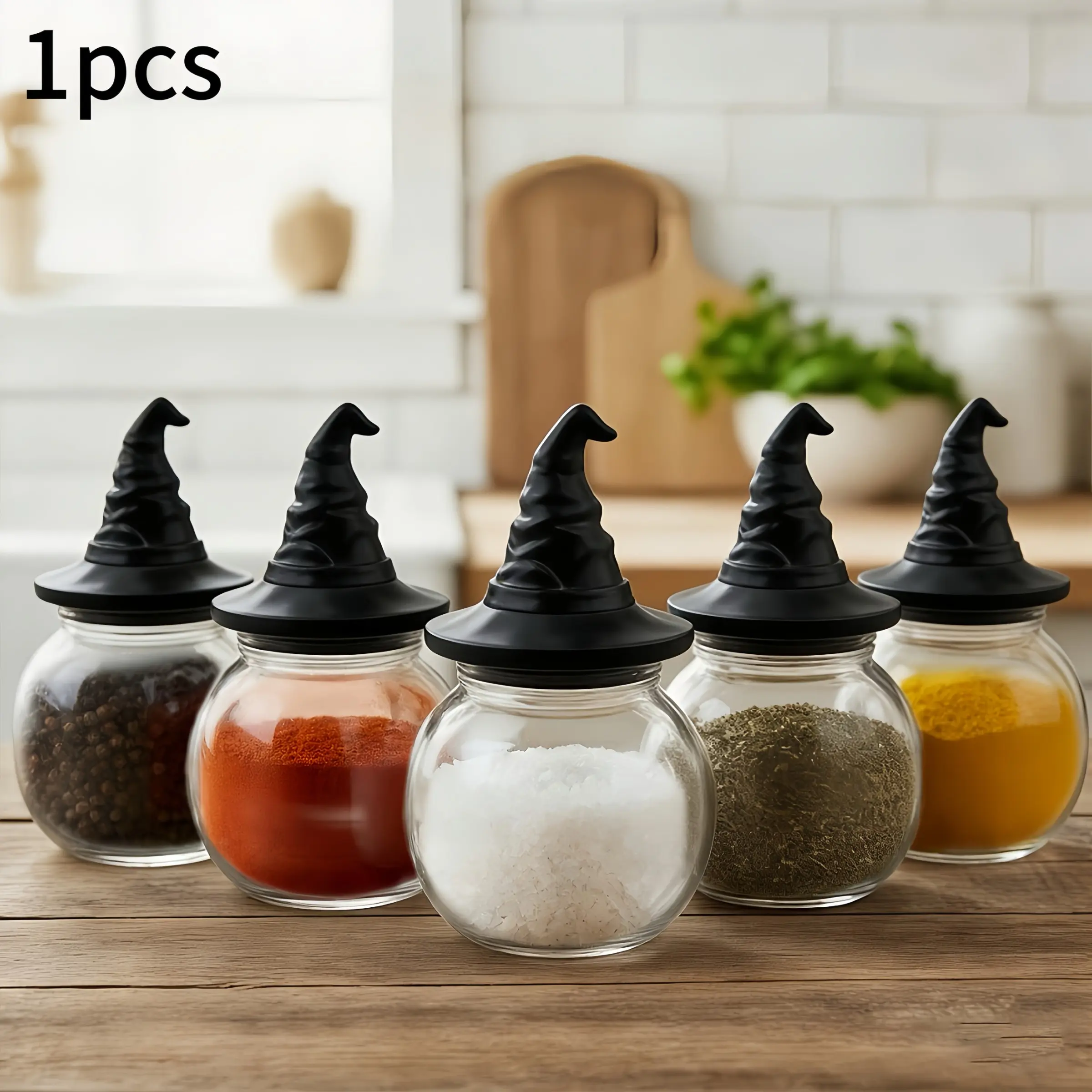 Witch Hat Spice Jar, Halloween Decor Storage Container, Salt Sugar Vanilla Holder, Gothic Kitchen Home Decoration, Gift Idea