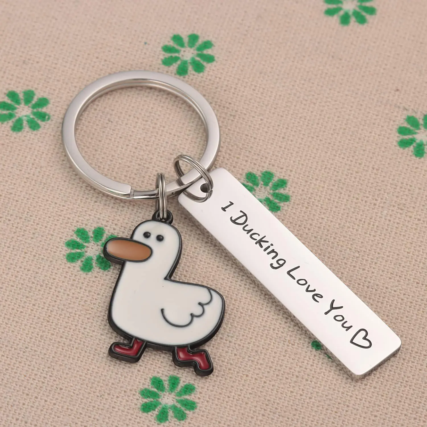 Funny Engraved Duck Stainless Steel Keychain, "I Ducking Love You" Cute Animal Charm, Humorous Couple Gift for Boyfriend Girlfriend