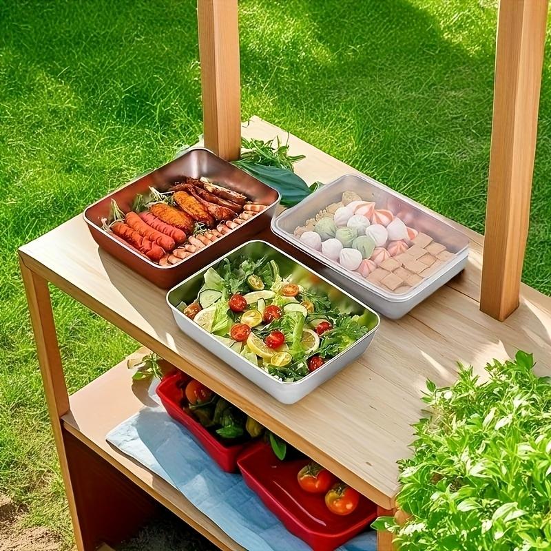 Buy 2 Get 1 Free! 3 Stainless Steel Food Storage Containers – Free Lids & Durable Baking Trays, Reusable & Easy to Clean |   Great for Picnics, Meal Prep, Fridge Storage (Kitchen Essential)