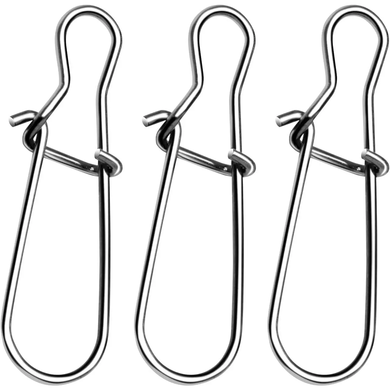 100 count Size 0-8 Stainless Steel Duo Lock Snap Clip Swivel Lure Snaps Fishing Clips Swivels Fishing Tackle Kit Fishing Snaps Clip High Strength Fishing Gear Hooked Snap