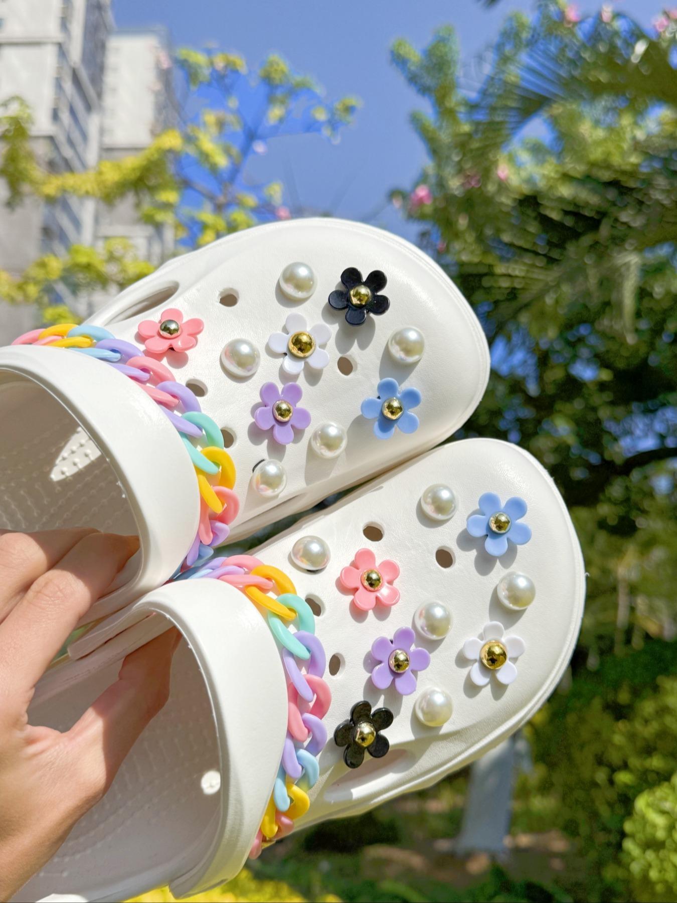 Cute Flower & Faux Pearl Decorated Shoe Charm, Fashionable DIY Shoes Decorations for Clogs, Shoes Accessories for Women & Girls