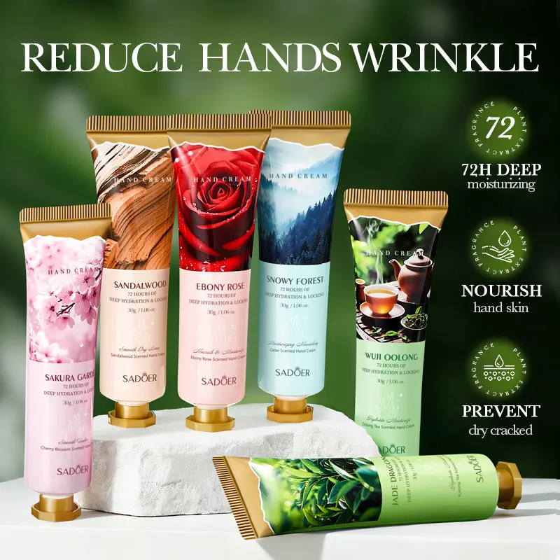 6PCS Plant Fragrance Hand Cream Set, Daily Hand Care, Smooth Rough Skin, Exquisite Holiday Gift