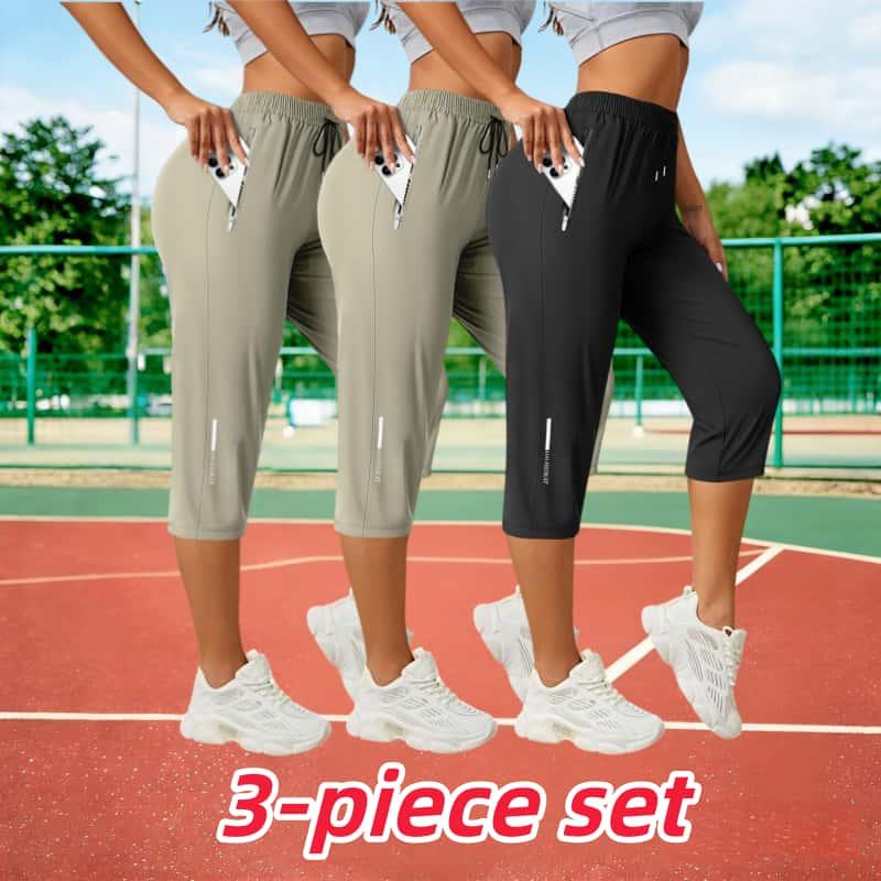 Women's High Stretch Polypropylene Thermal Outdoor Joggers - Universal Camouflage Casual Pants with Elastic Waistband, Drawstring, Zipper Pockets, Breathable Cropped Legs, Reflective Strip for Outdoor Sports
