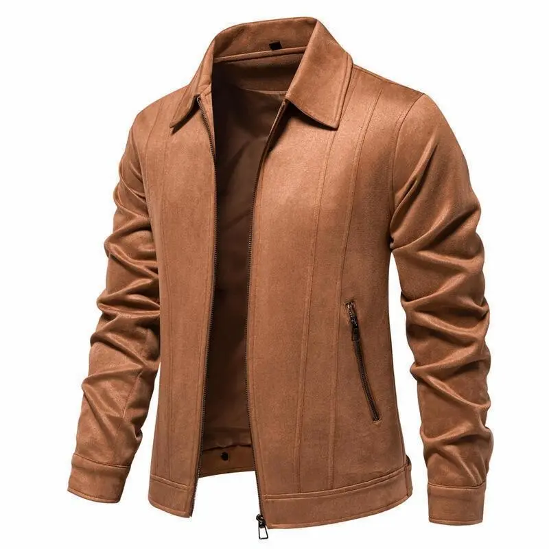2025 autumn and winter new lapel trendy outdoor men's suede jacket