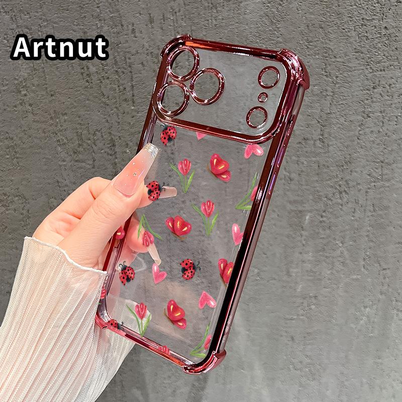 Cute Ladybug Pattern Anti-drop Phone Case for iPhone 17 Air 16E 15 Pro Max 14 Plus 13 12 Promax 11 Durable Total Protective Shockproof Transparent Cover Casing