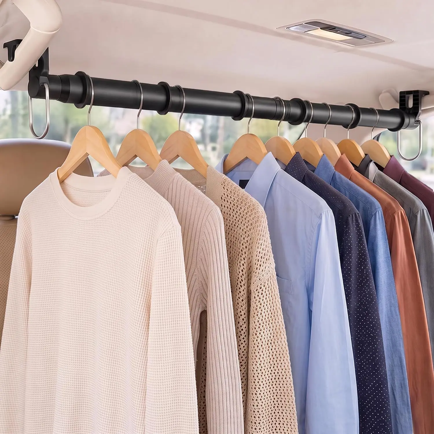 Clothes Hanger Bar 30-64 Inches - Heavy Duty Wrinkle Free Clothes Rack for  - Adjustable Telescopic Clothes Rod for , Travel, Suv, , Automotive