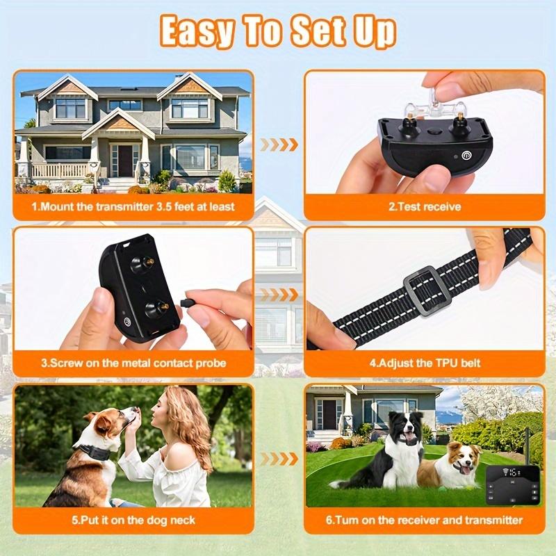 Wireless Dog Fence System/Receiver, 2 In 1 Wireless Dog Fence&Training Collar, Remote Wireless Dog Boundary Containment System, Dogs Training Collar