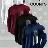 4-Pack Men's Round Neck Long Sleeve Flag Print T-Shirts, Casual Quick Dry Slight Stretch Tops for Gym, Running & Outdoor Activities, Casual Workout Shirts