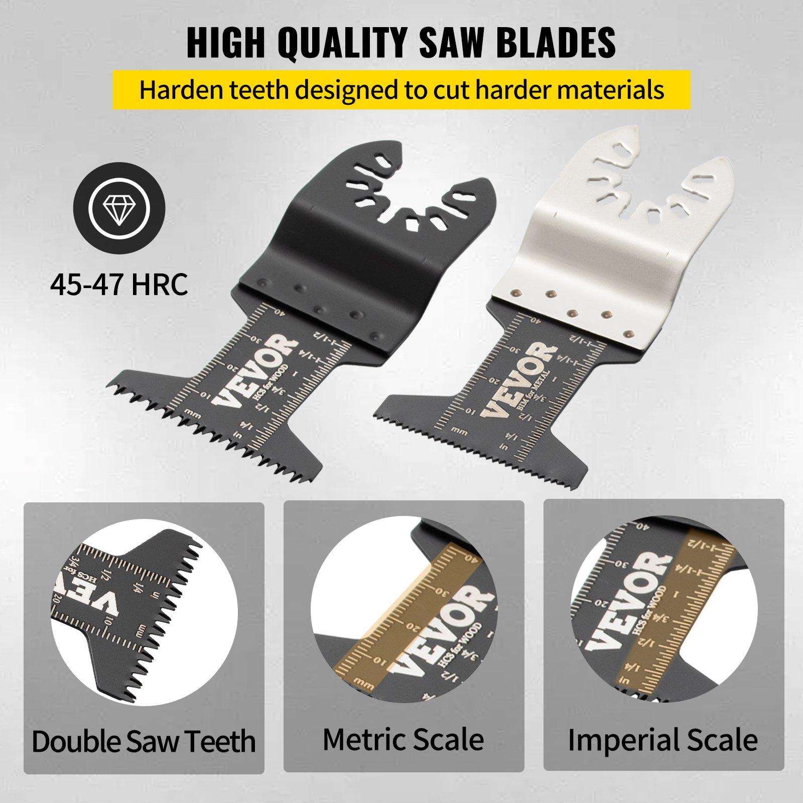 VEVOR 50 PCS Oscillating Saw Blades, Quick Release Multitool Blades Kit, HCS Tool Blades for Wood Plastic Metal Nails Bolts, Compatible with Dewalt Dremel Fein Worx Bosch Makita Milwaukee VEVOR 50 PCS Oscillating Saw Blades, Quick Release Multitool Blades Kit, HCS Tool Blades for Wood Plastic Metal Nails Bolts, Compatible with Dewalt Dremel Fein Worx Bosch Makita Milwaukee