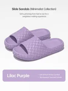 Unisex Thick Soft EVA Slides, Embossed Non-Slip Slippers for Bathroom & Casual Outdoor Use
