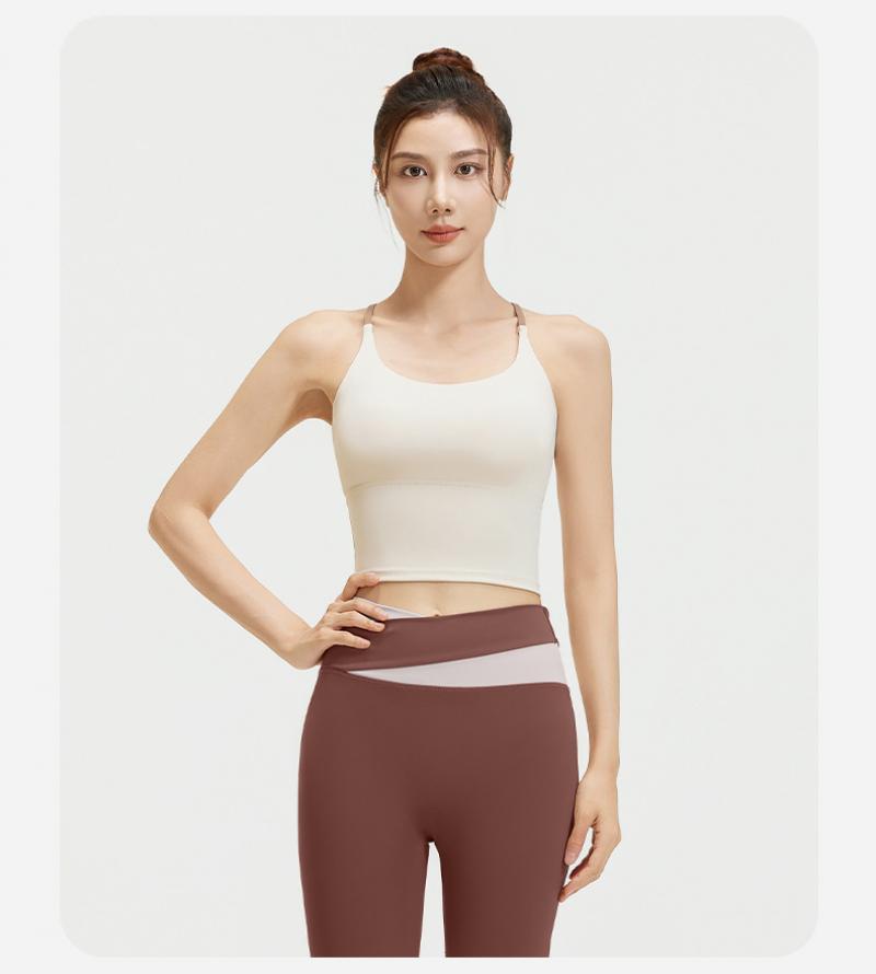 Women's Naked Feeling Breathable Sports Set, High Stretch Color Block Design, One-Piece Fixed Cup, Slimming Fitness Yoga Outfit