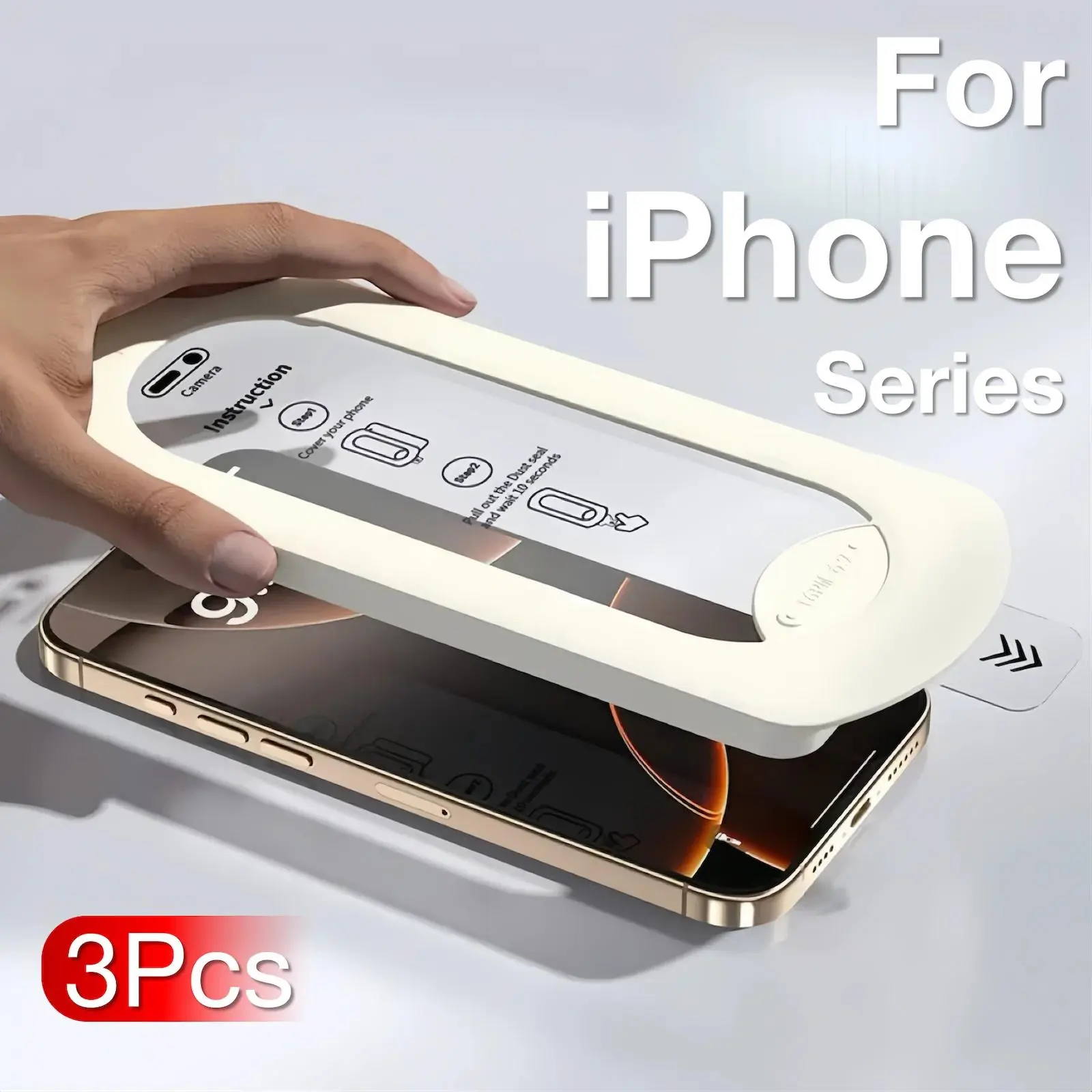 3Pcs For Apple iPhone 16 16e 15 14 13 12 11 XR XS Pro Max PLUS Screen Protector Toughened Glass Phone With Install Kit