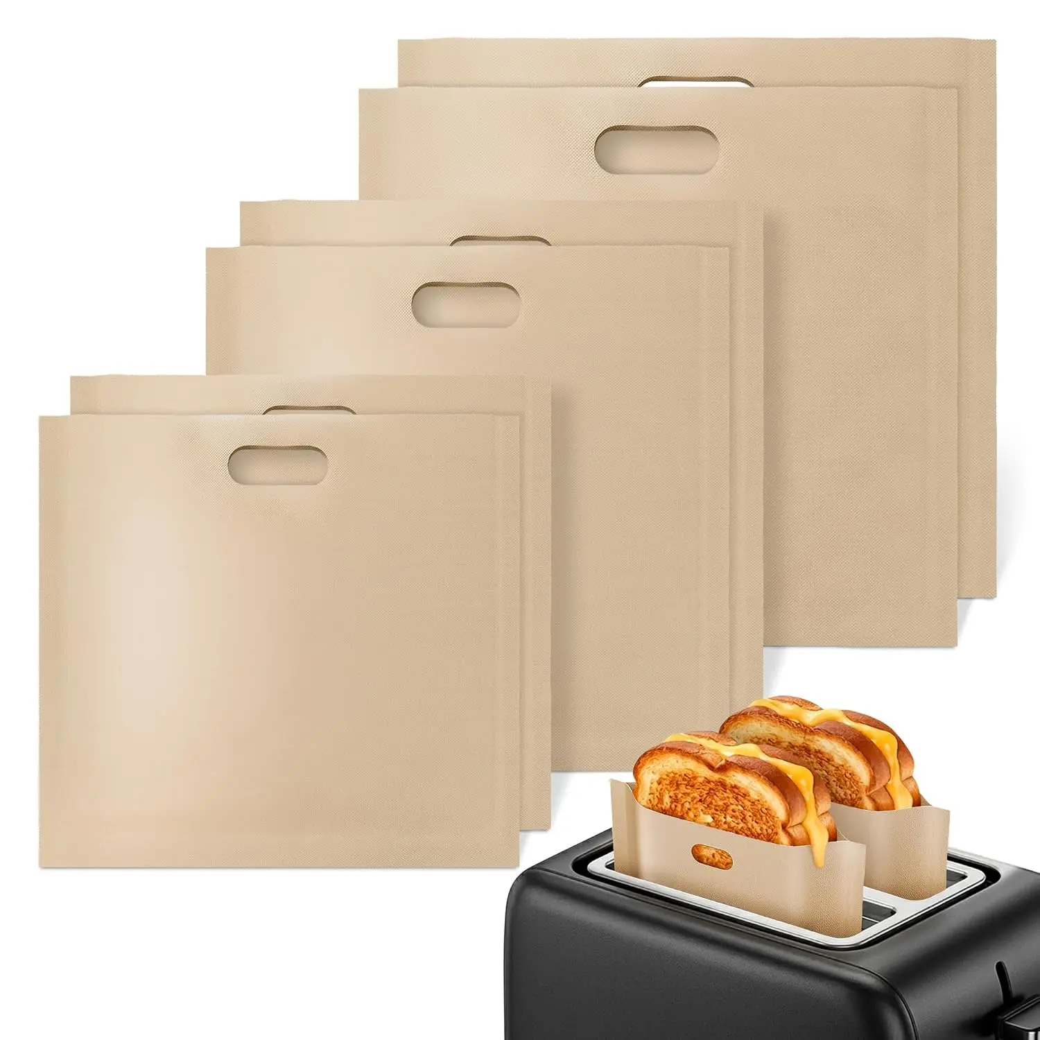 Toaster Bags , 6 Pack, 3 Sizes, Non-Stick, Heat Resistant | Melty Grilled Cheese Pouches with Zero Mess - Sandwich Sleeves to 500F, Small, Medium, Large - Standard Wide Slots, Microwave