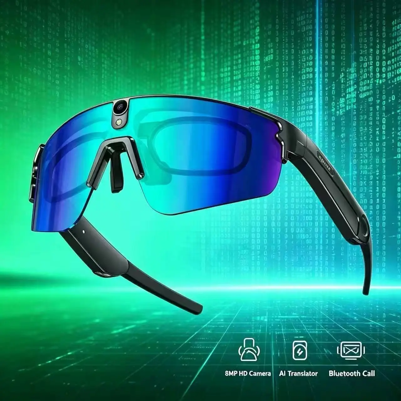 Multi-Functional Smart Cycling Glasses, Recording Photos, Calls, Music, Ai Object Recognition, Lightweight Outdoor Gear