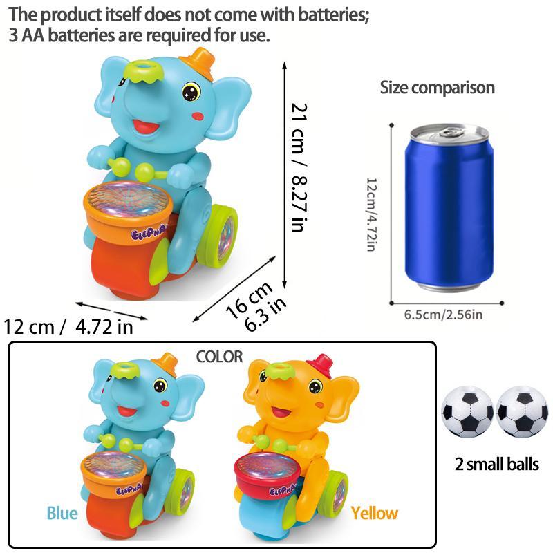 Electric Elephant Design Music Toy with Blowing Ball Function, Spinner Drumming Toy Musical Light Up with Music & Light, Fun Music Toy for Babies, Winter Gift