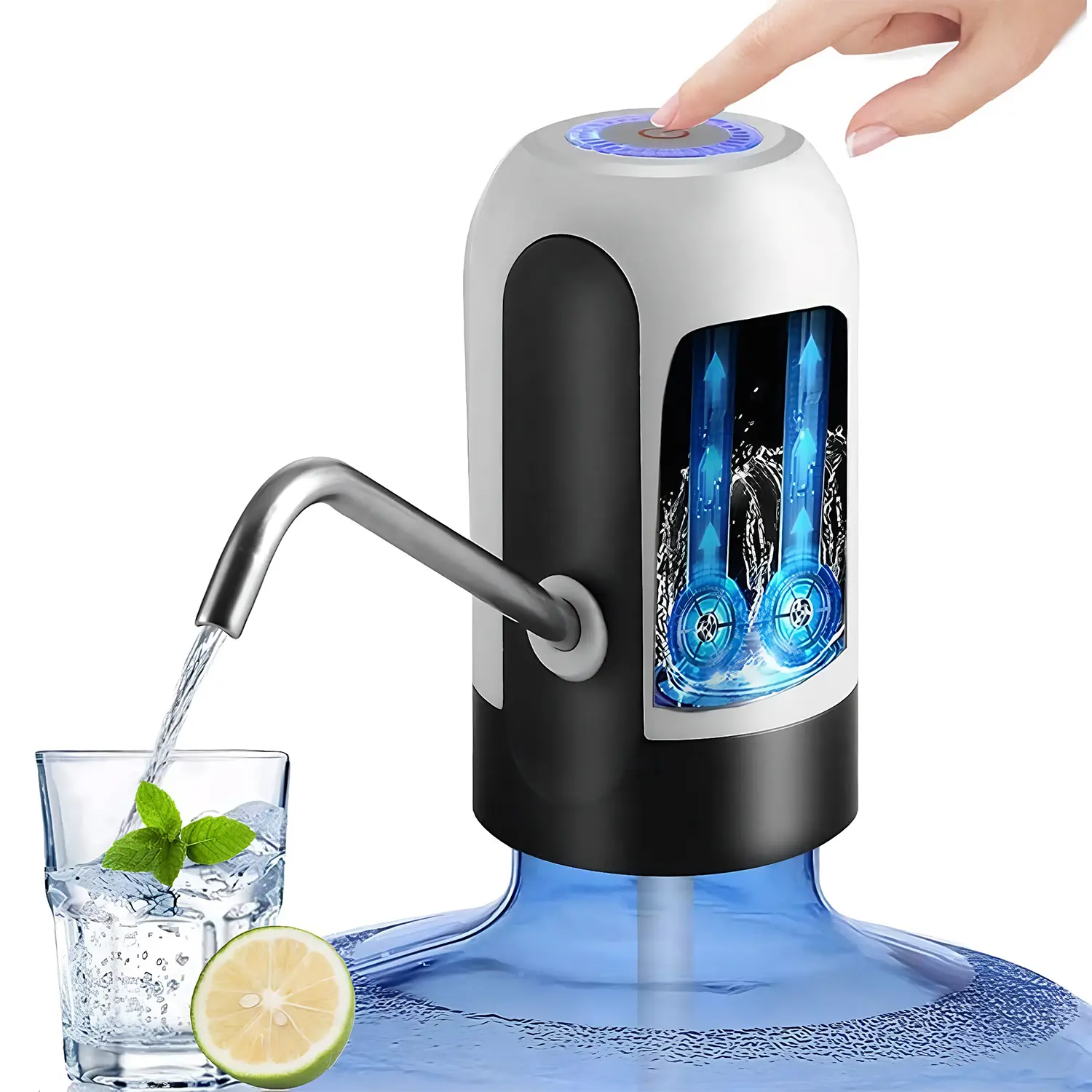 Rechargeable Water Dispenser for 5 Gallon Bottle, Portable Water Pump for 5 Gal Jug, BPA-Free, Food Grade Silicone Hose, Stainless Steel Spout - 30-40 Days Battery Life, Easy One Switch Operation for Kitchen Outdoor Camping Office