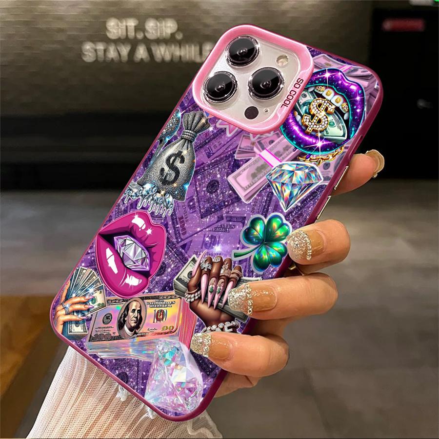 Luxury diamond banknote pattern phone case, drop-resistant hard case, stylish and personalized, can be given as a gift to friends, suitable for iPhone 17/16/15/14/13/12/11/X/XS/XSMAX/XR/7P/8P/16E/17E