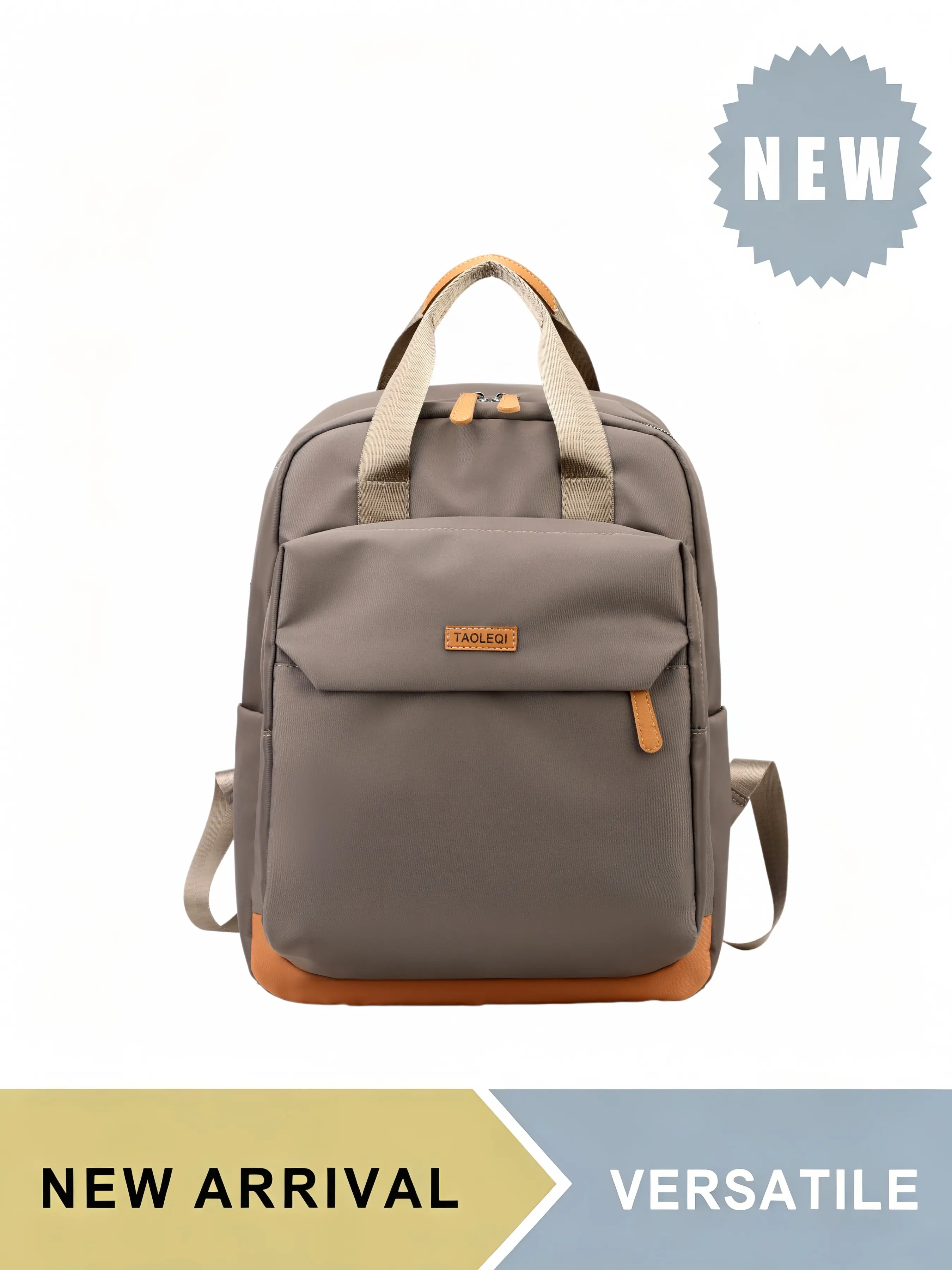 Color Block Nylon Laptop Backpack, Laptop Work Bags with Top Handle for Women Men, Large Capacity Casual Daypack with Multi Pockets, Work School Bag for Travel Commute Daily Use, Adjustable Padded Shoulder Straps, Multiple Colors Available