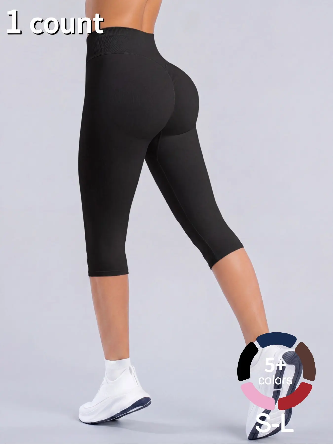 Women Workout Activewear High Waisted Sportswear for Fitness Capris Yoga Legging High Waist Tummy Control Scrunch Butt Lifting Solid Color Slim Leggings Workout Yoga Pants for Sports Gym Dailywear