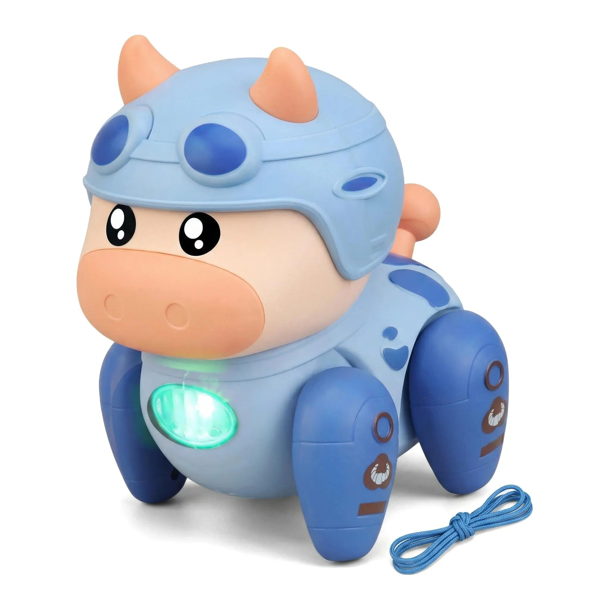 Pull String Crawling Cow Toy with LED Light – Cute Interactive Walking Animal Toy for Toddlers | Fun Educational Pull Along Toy Gift for Babies & Kids Age 1+