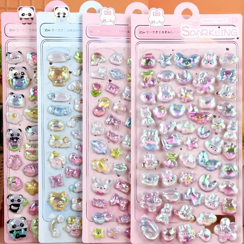 3D Rainbow Stickers, Adorable Cartoon Underwater Rabbit Family, Waterproof DIY Creative Stickers, Suitable for Suitcases, Phones, Laptops, Helmets, Skateboards