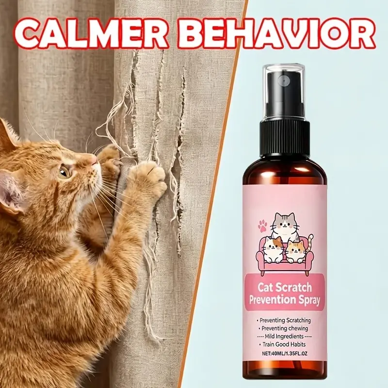 Surface care agent for curtains and hanging fabrics-helps to reduce cats' scratching interest in sofa blankets, carpets and furniture corners, and guides cats to choose more comfortable rest areas in their daily pet living space.