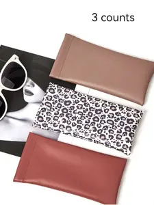 PU Leather Glasses Storage Bag, Simple Portable Sunglasses Case, Anti-scratch Sunglasses Storage Bag, Glasses Accessories for Women & Men, Glasses Holder