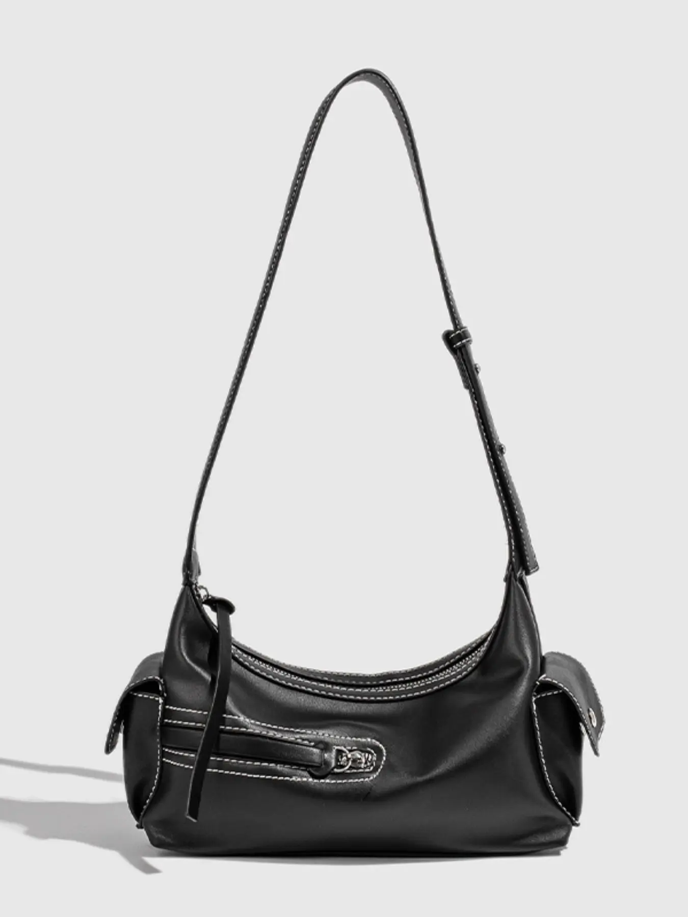 Vintage Hobo Crossbody Bag for Women, Y2K Style Single Shoulder Bag with Side Pocket, PU Leather Commuter Handbag