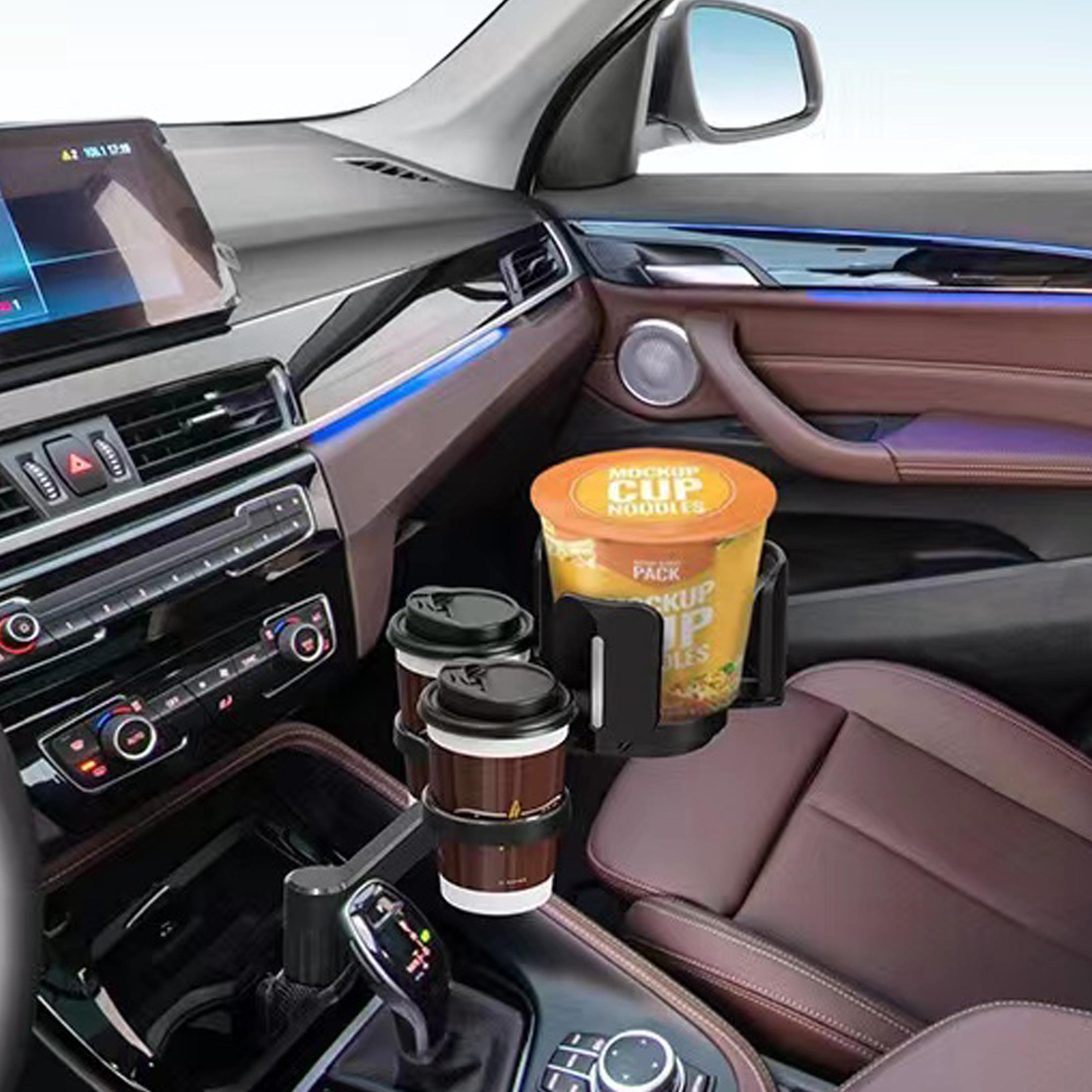 Adjustable Car Cup Holder Extender with Dual Cups, 360 Degree Rotating Design, Durable Interior Organizer for Most Cars