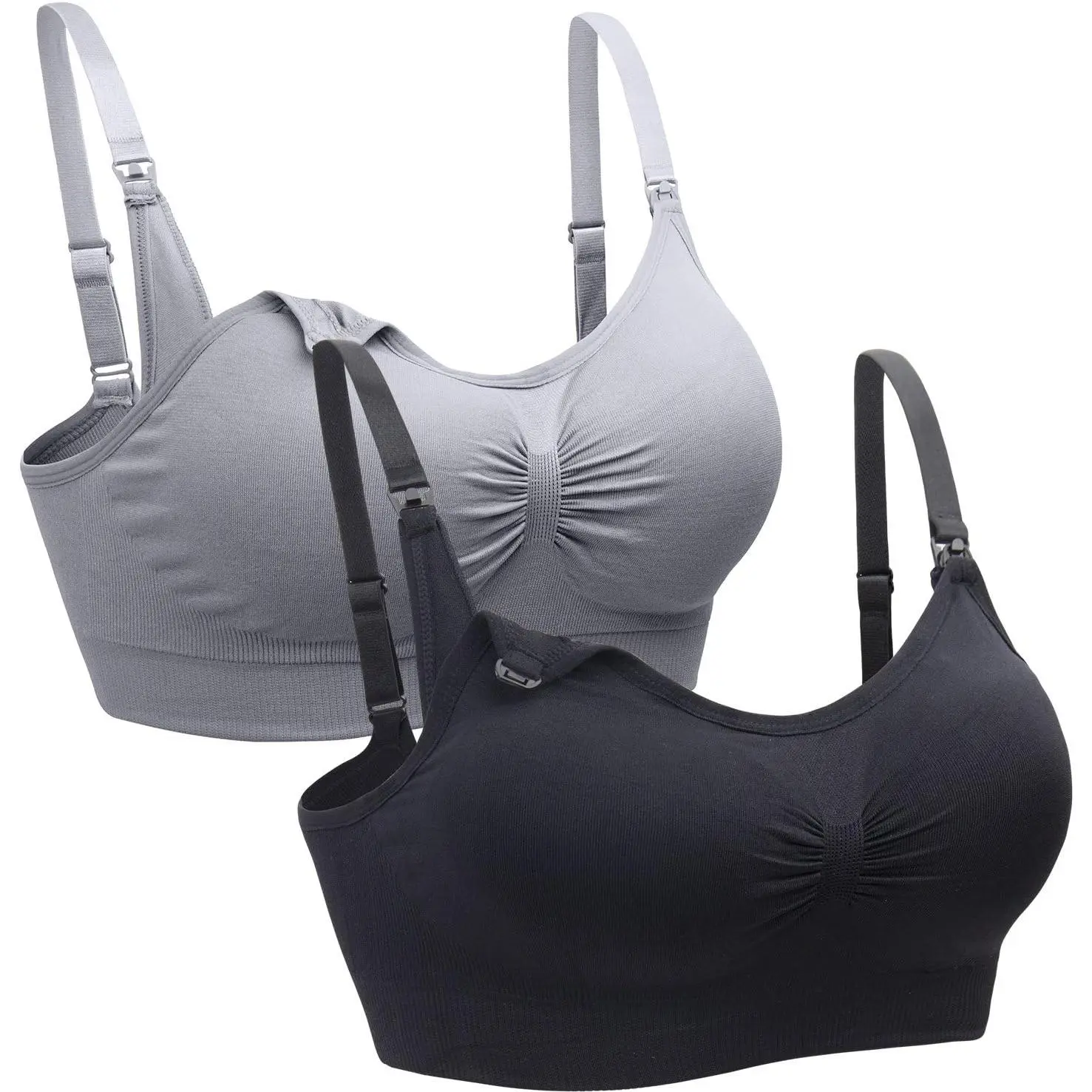 Women's 2-Pack Multi-Size Nursing Maternity Bras with Extenders - Strapless, Seamless, Comfortable for Pregnancy, Breastfeeding, Sleeping + Seamless Shapewear Skim Shorts (Autumn), Strapless Bras