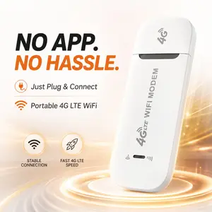 USB Stick 4G LTE Portable WiFi Hotspot 150Mbps Stable Wireless Signal Smart IC Chip Full European LTE Band Coverage Plug And Play Secure Encrypted WiFi For Outdoor Camping Business Trip Rental Apartment Daily Use