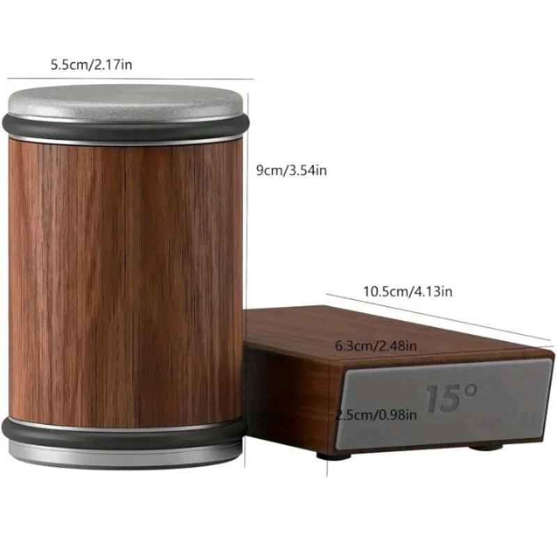 Wooden Handle Knife Sharpener Set, 1 Set Double Angle Knife Sharpener Box, Kitchen Knife Sharpening Tool