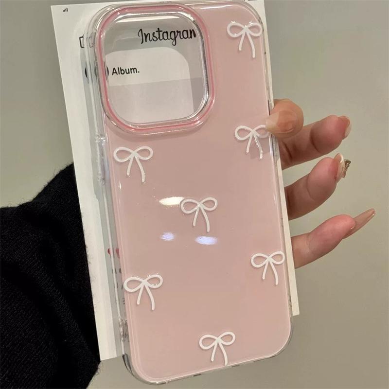 Bow Pattern Phone Case, Decorative Phone Protector Cover Accessories Compatible with iPhone 11, 12, 13, 14 and 15 Pro Max, Protective Casing