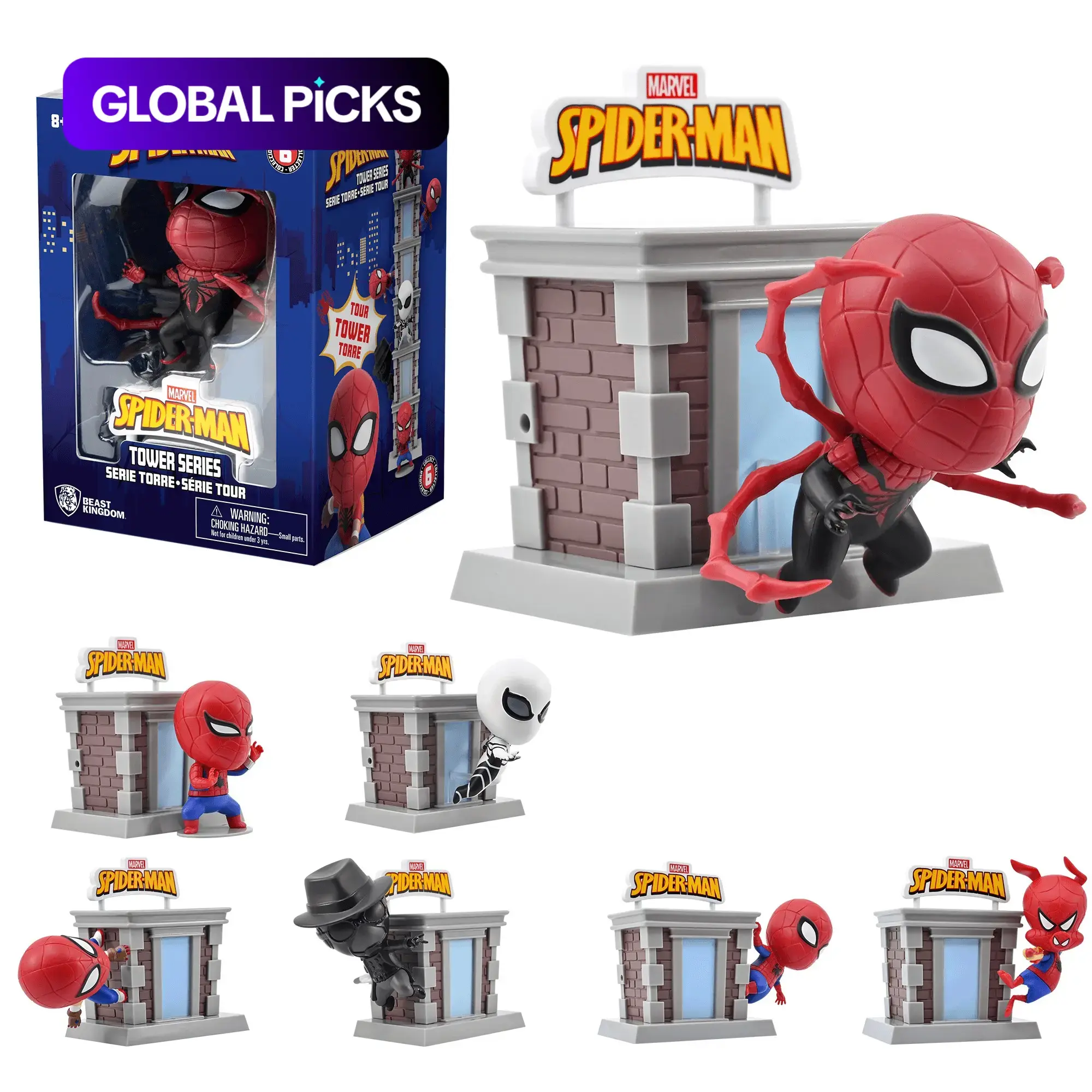 Marvel Officially Licensed Spider-Man Tower Series Collectible Figurines, Stackable Superhero Toys, Choose From 6 Spider-Variants, Collectible Figures #GLOBAL PICKS
