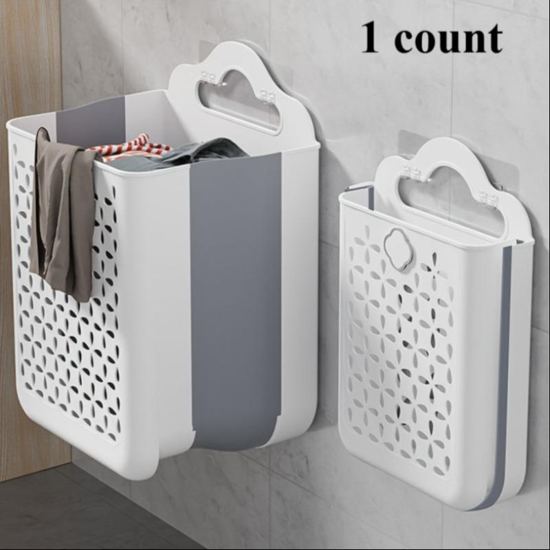 Foldable Laundry Basket, Wall Mounted Storage Basket, Modern Durable Plastic Storage Basket for Clothes, Toys, Snacks, Fruits