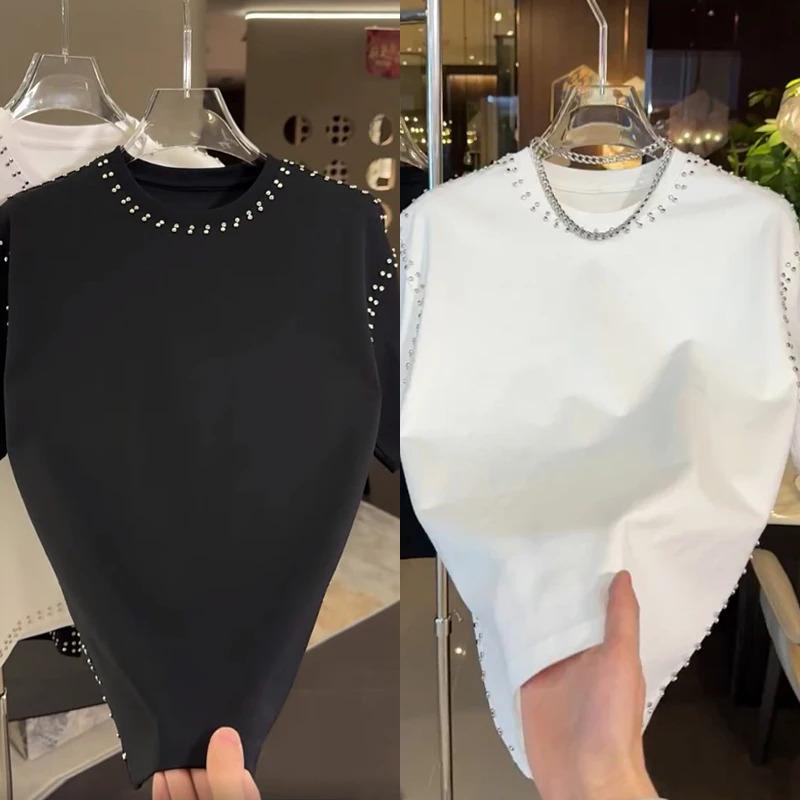 American Sle Heavy Du Casual T-irt Men's Spring Faion Loose Fit Svel Youth Leisure ort Sve Pure Color