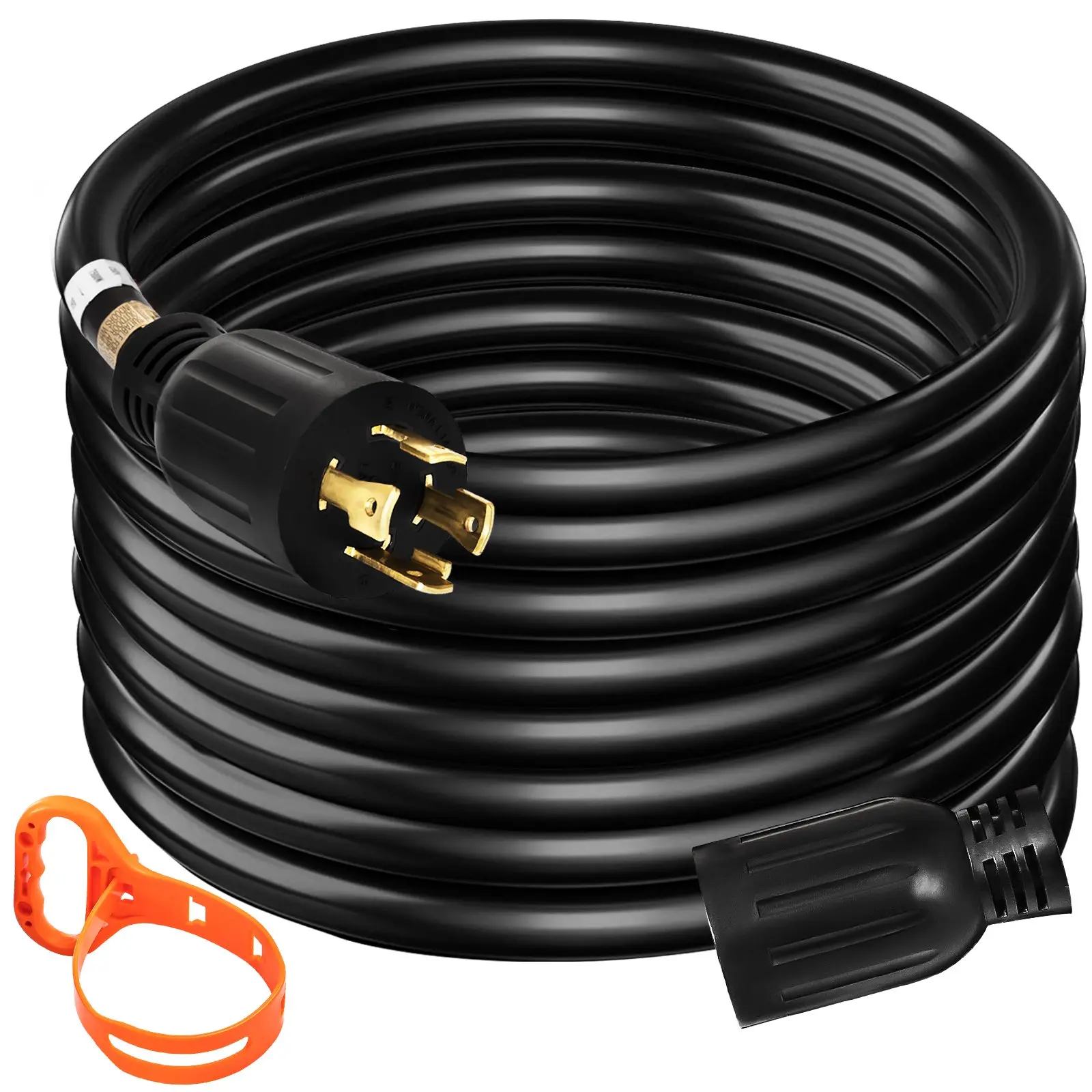 【toolupgrade】VEVOR Generator Extension Cord, 40 Ft 10-Gauge Pure Copper SJTW Cable, 30-Amps, Locking Joint, Heavy-Duty, 125/250V for Tailgating