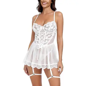 What women should wear in 2026DITSONEO Women’s Lace Mesh Babydoll Lingerie Set Sleepwear with Thong, Sexy Lace Chemise for Bedroom & Honeymoon