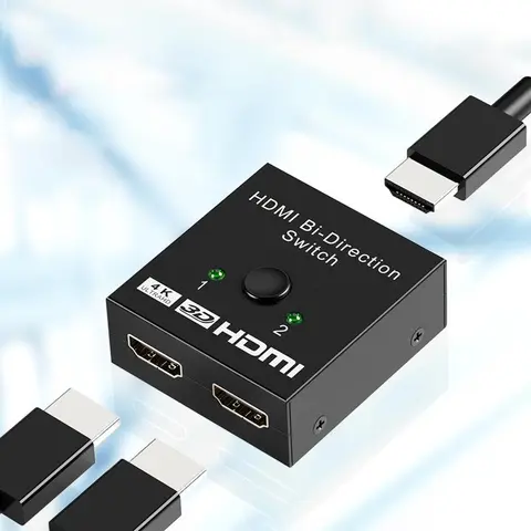 2 In 1 Out 4K 3D HDMI Switcher, 1 Count Bi-Direction Switch For HDTV Blu-Ray Player DVD DVR Xbox HDMI Output HDMI Port