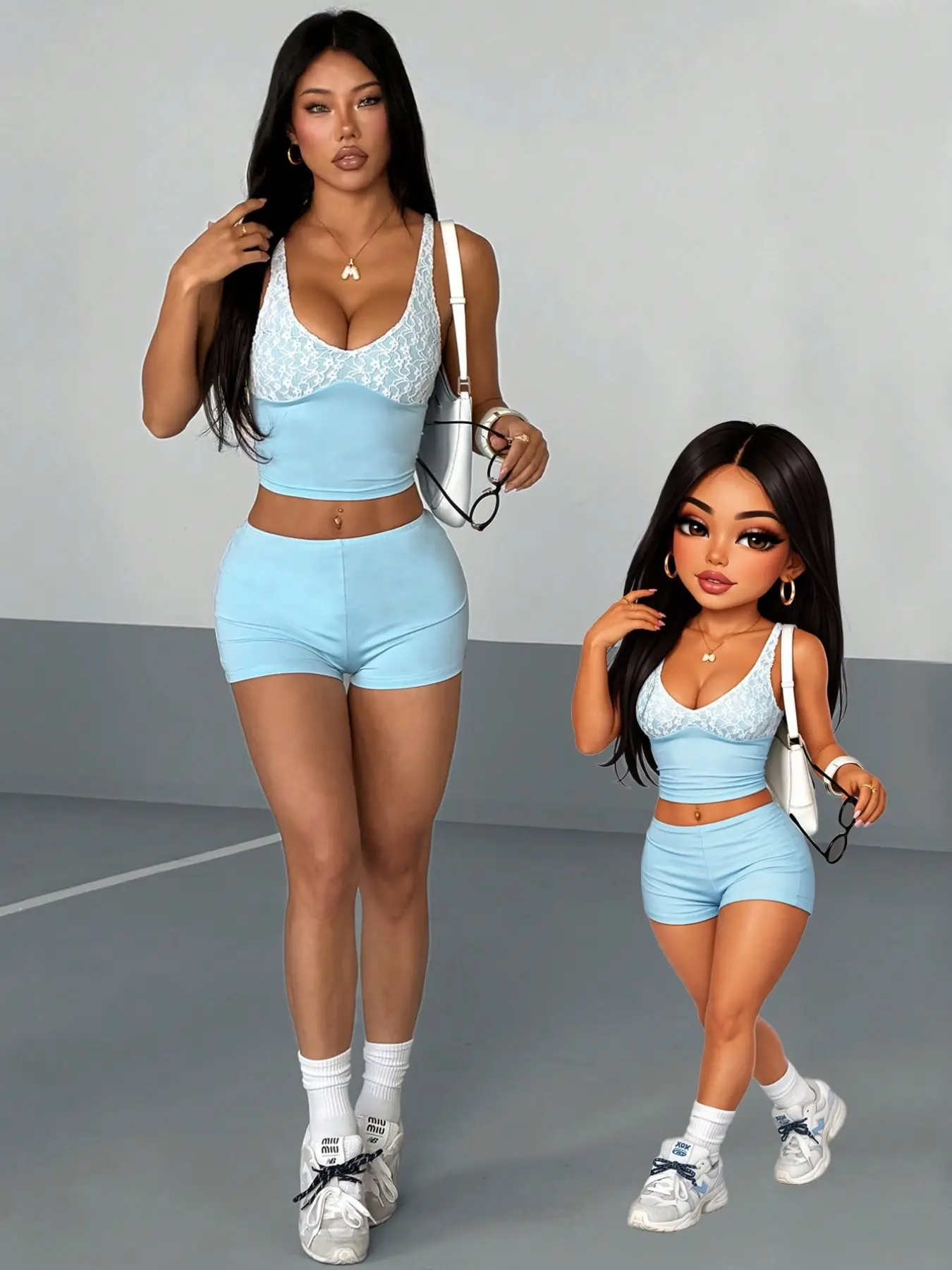 Women's Strap Knit Set, Casual Summer Fashion, Slim Fit, Butterfly Knot, Outdoor Sports, Party, Graduation, Music Festival, Shorts Athletic Set