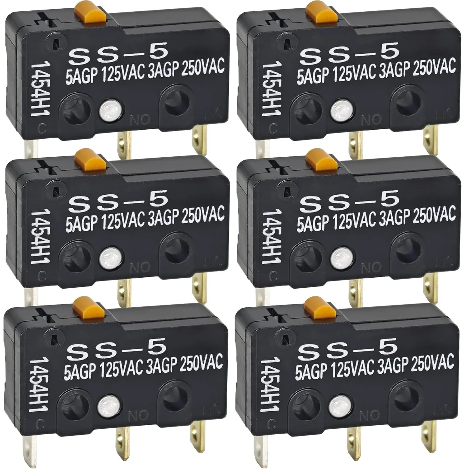 Micro Switch (Pack of 6) – Pin Plunger, SPDT, 5A 125VAC 3A 250VAC Switch