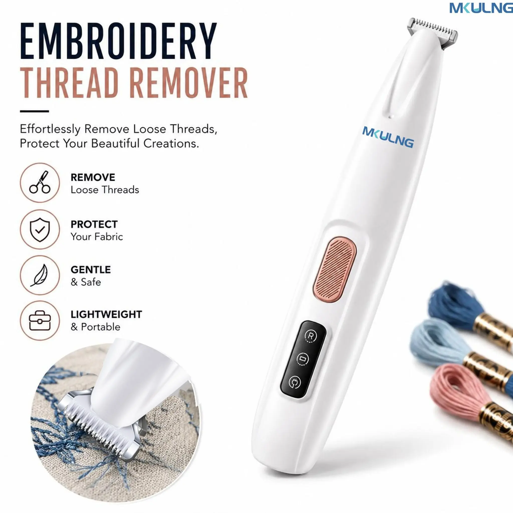 Electric Embroidery Thread Remover, Precision Blade Eraser Pen, Quick Removal of Letters and Logos, Safe for Clothes, Uniforms, Shirts
